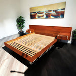REFINISHED MCM Teak Bed w Floating Nightstands & Drawers Queen by REFF 4
