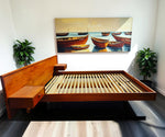 REFINISHED MCM Teak Bed w Floating Nightstands & Drawers Queen by REFF 8