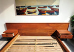 REFINISHED MCM Teak Bed w Floating Nightstands & Drawers Queen by REFF 11