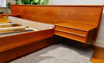 REFINISHED Mid Century Modern Teak Bed w Floating Nightstands Queen 11