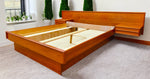 REFINISHED Mid Century Modern Teak Bed w Floating Nightstands Queen 5