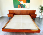 REFINISHED Mid Century Modern Teak Queen Bed w Nightstands & Dresser 2
