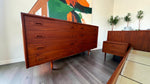 REFINISHED Mid Century Modern Teak Queen Bed w Nightstands & Dresser 3