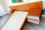 REFINISHED Mid Century Modern Teak Queen Bed w Nightstands & Dresser 8