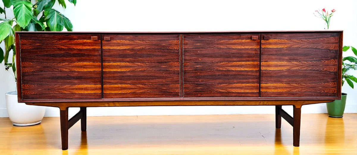 REFINISHED Mid Century Modern Brazilian Rosewood Sideboard  Hertug by F. Kayser 86