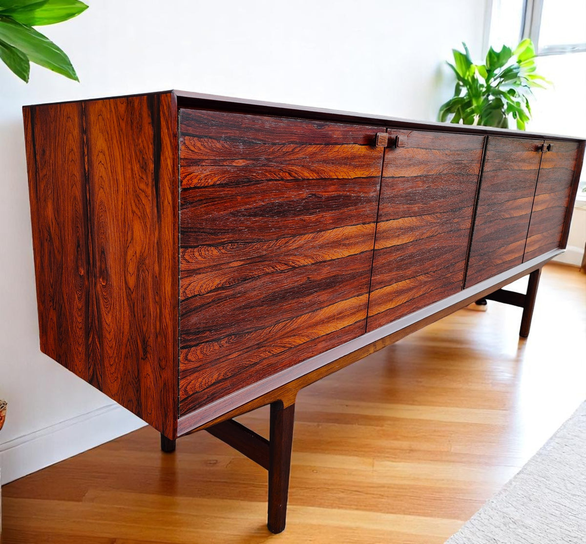 REFINISHED Mid Century Modern Brazilian Rosewood Sideboard  Hertug by F. Kayser 86