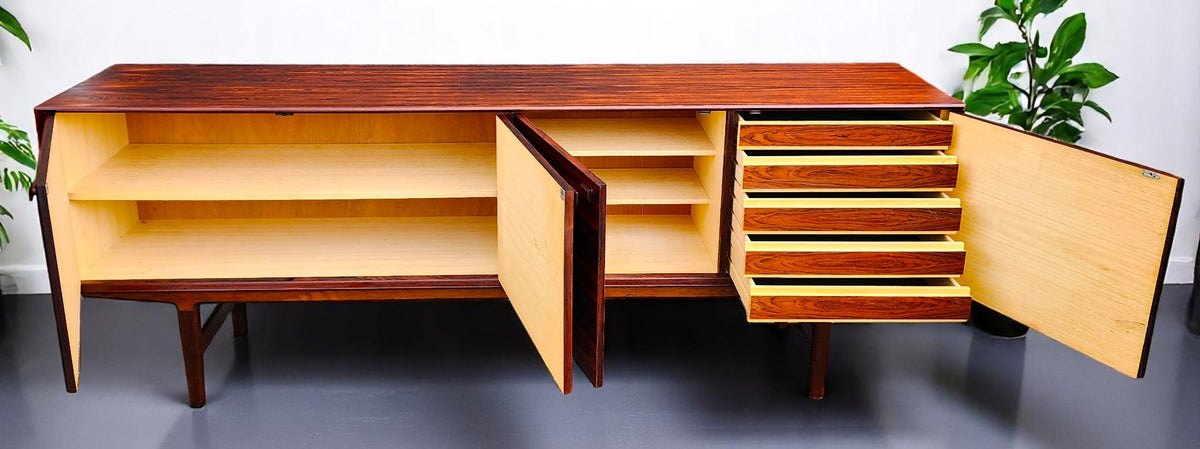 REFINISHED Mid Century Modern Brazilian Rosewood Sideboard  Hertug by F. Kayser 86