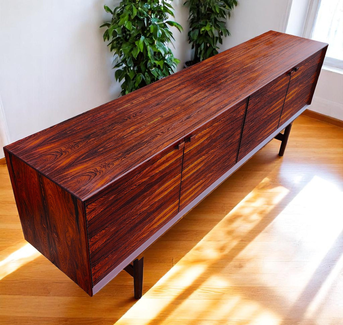 REFINISHED Mid Century Modern Brazilian Rosewood Sideboard  Hertug by F. Kayser 86