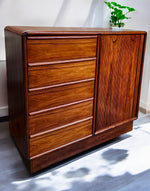 RESTORED Danish Mid Century Modern Rosewood Tambour Cabinet 51