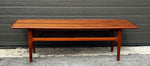 REFINISHED Danish Mid Century Modern Teak Coffee Table with Slatted Shelf 59.5