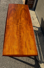 REFINISHED Danish Mid Century Modern Teak Coffee Table with Slatted Shelf 59.5
