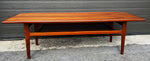 REFINISHED Danish Mid Century Modern Teak Coffee Table with Slatted Shelf 59.5