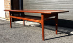 REFINISHED Danish Mid Century Modern Teak Coffee Table with Slatted Shelf 59.5