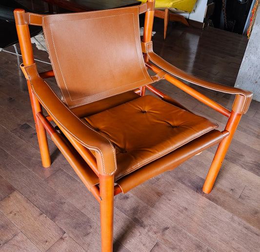 Mid Century Modern Arne Norell Leather Sirocco Safari Chair for Norell Möbel AB Sweden
