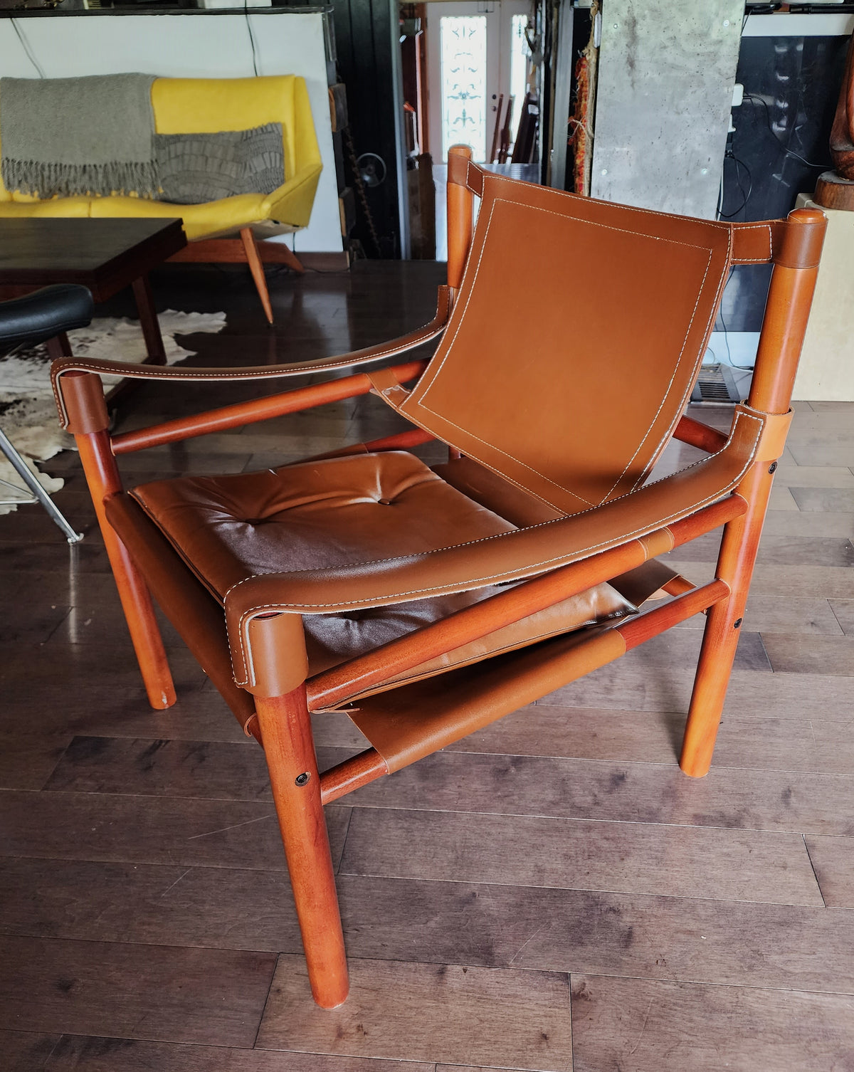 Mid Century Modern Arne Norell Leather Sirocco Safari Chair for Norell Möbel AB Sweden