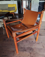 Mid Century Modern Arne Norell Leather Sirocco Safari Chair for Norell Möbel AB Sweden 11