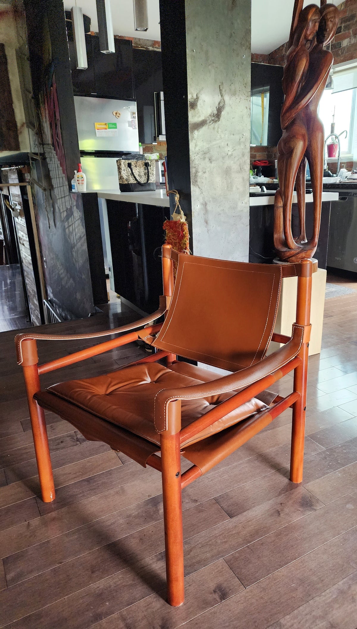 Mid Century Modern Arne Norell Leather Sirocco Safari Chair for Norell Möbel AB Sweden