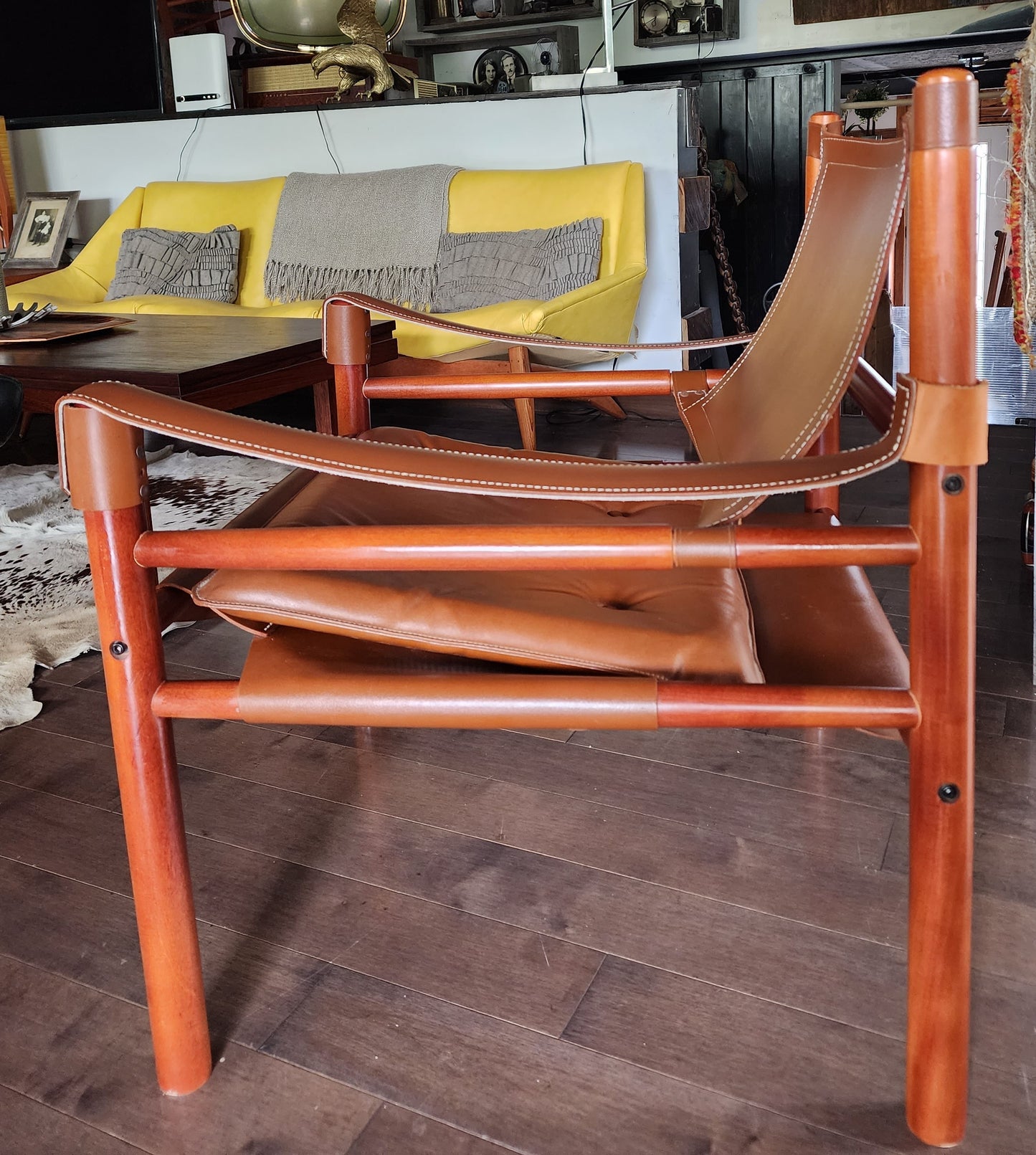 Mid Century Modern Arne Norell Leather Sirocco Safari Chair for Norell Möbel AB Sweden