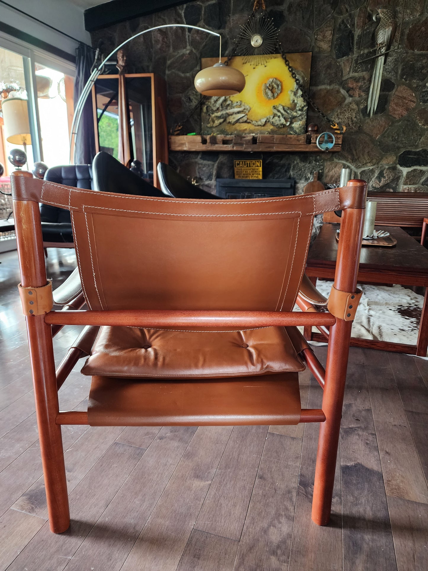 Mid Century Modern Arne Norell Leather Sirocco Safari Chair for Norell Möbel AB Sweden