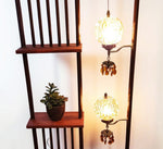 RESTORED MCM Atomic Age Walnut Room Divider w Shelves & Lamps 11