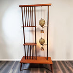RESTORED MCM Atomic Age Walnut Room Divider w Shelves & Lamps 3