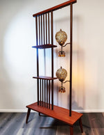 RESTORED MCM Atomic Age Walnut Room Divider w Shelves & Lamps 4