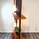 RESTORED MCM Atomic Age Walnut Room Divider w Shelves & Lamps 8
