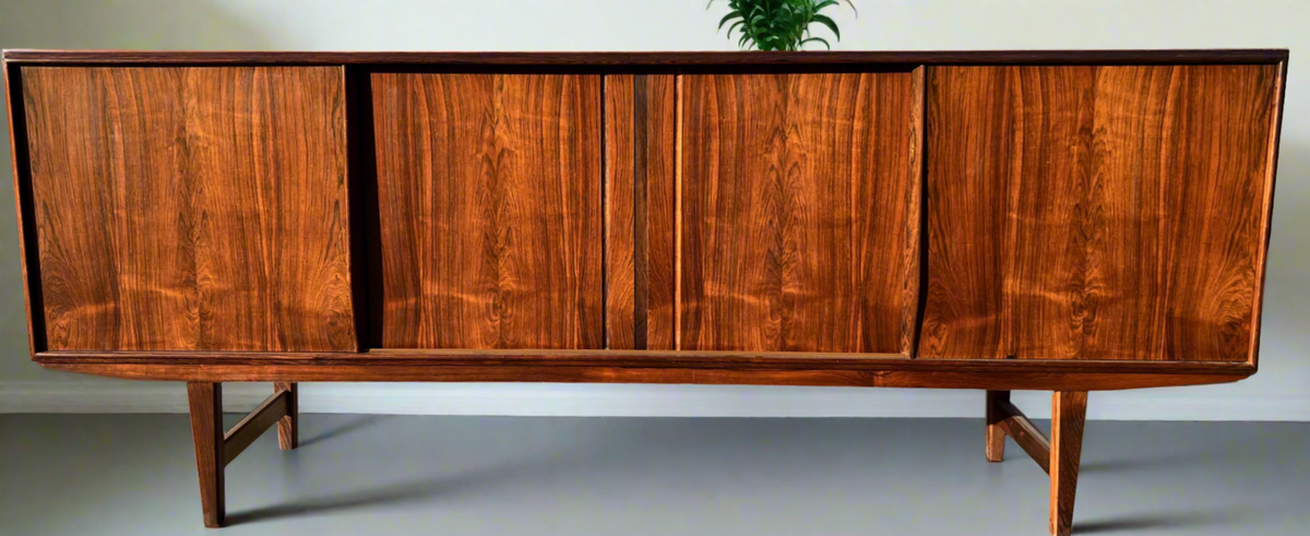 REFINISHED Danish MCM Brazilian Rosewood Sideboard by E.W.Bach  77