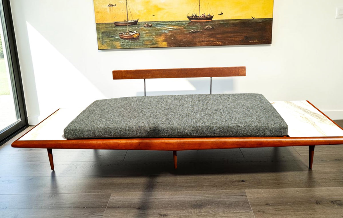 REFINISHED Mid Century Modern Daybed Sofa by A. Pearsall w NEW CUSHIONS