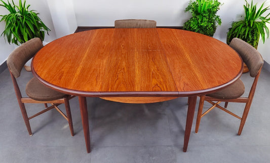 REFINISHED MCM Teak Extension Table & 6 REUPHOLSTERED chairs by G Plan