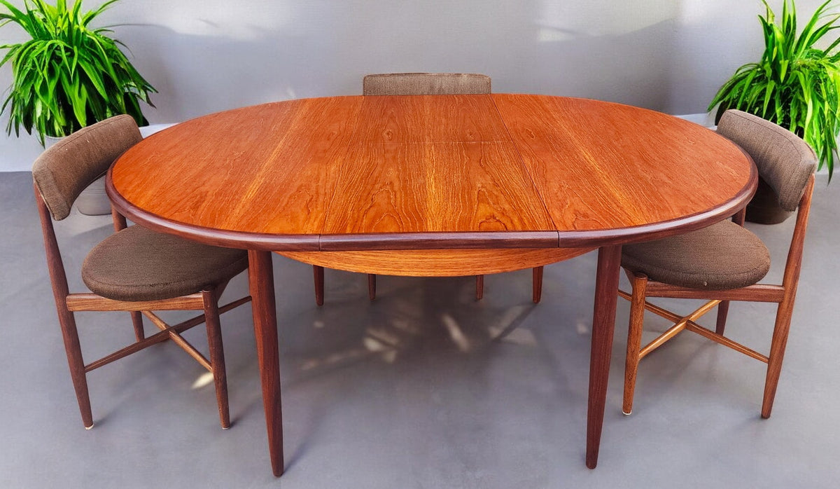 REFINISHED MCM Teak Extension Table & 6 REUPHOLSTERED chairs by G Plan