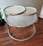 Mid Century Modern Milo Baughman Style Swivel Tiered Circles Coffee Table 29