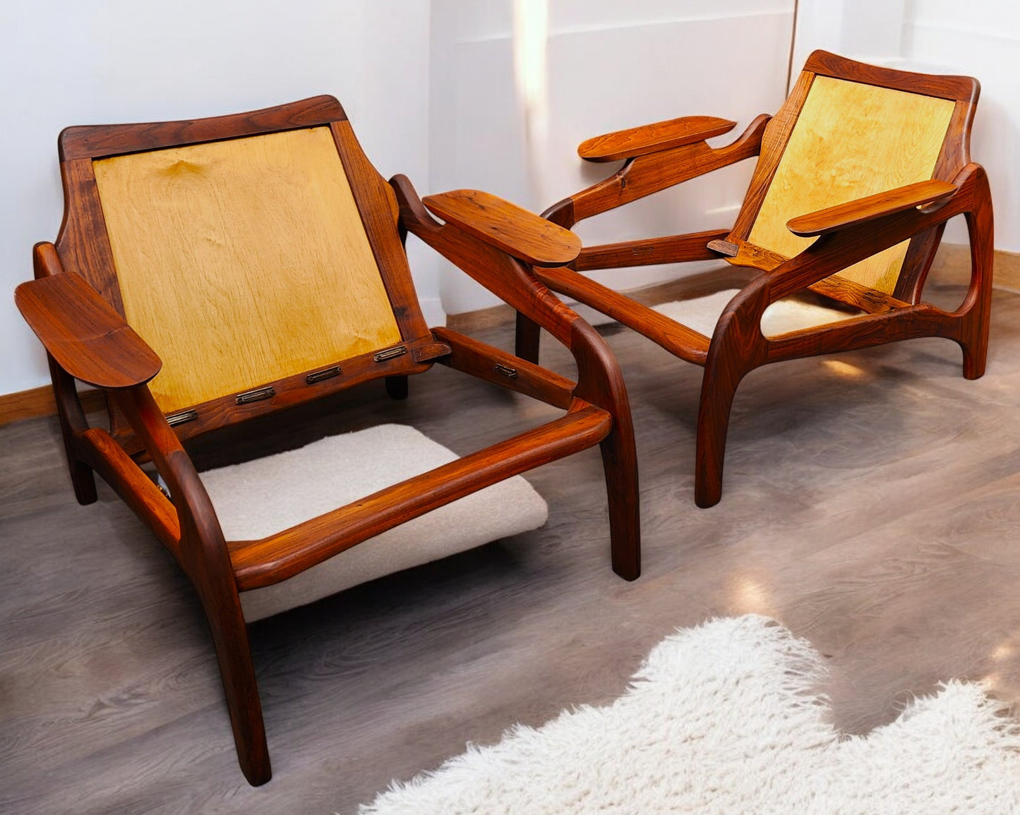 REFINISHED will get NEW CUSHIONS MCM Adrian Pearsall Lounge Chairs # 1209C