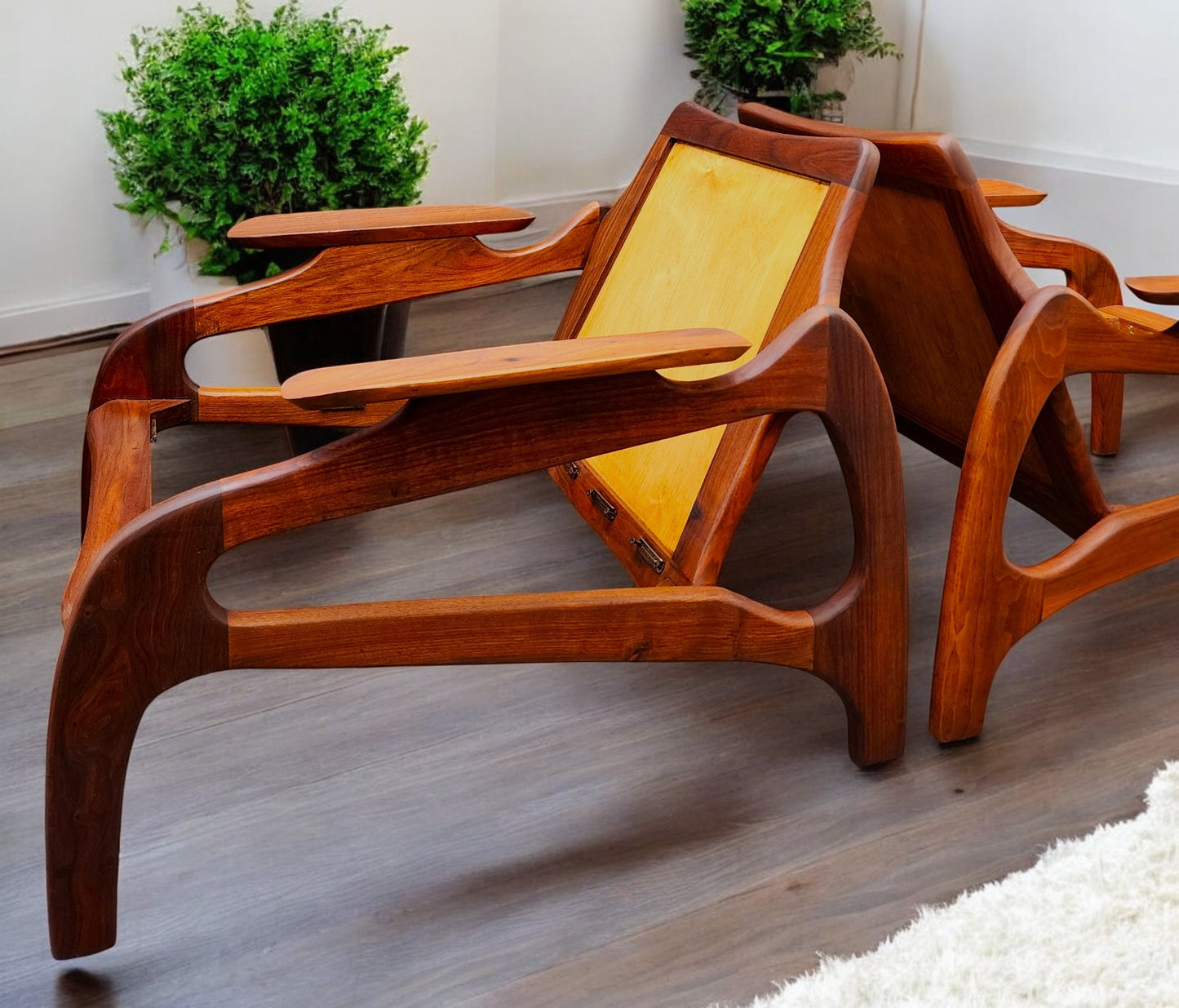 REFINISHED will get NEW CUSHIONS MCM Adrian Pearsall Lounge Chairs # 1209C
