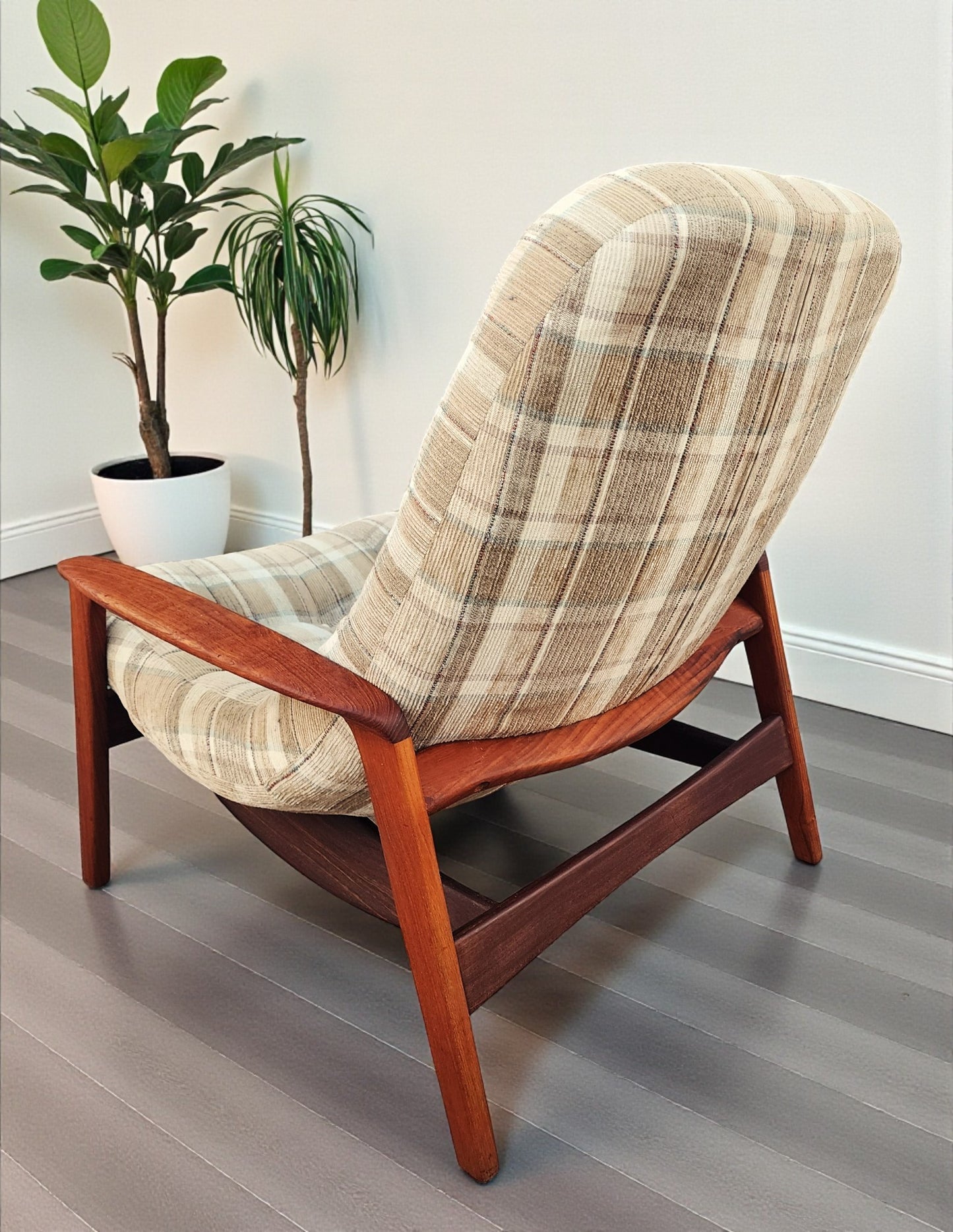 REFINISHED Mid Century Modern Teak Scoop Lounge Chair by R.Huber