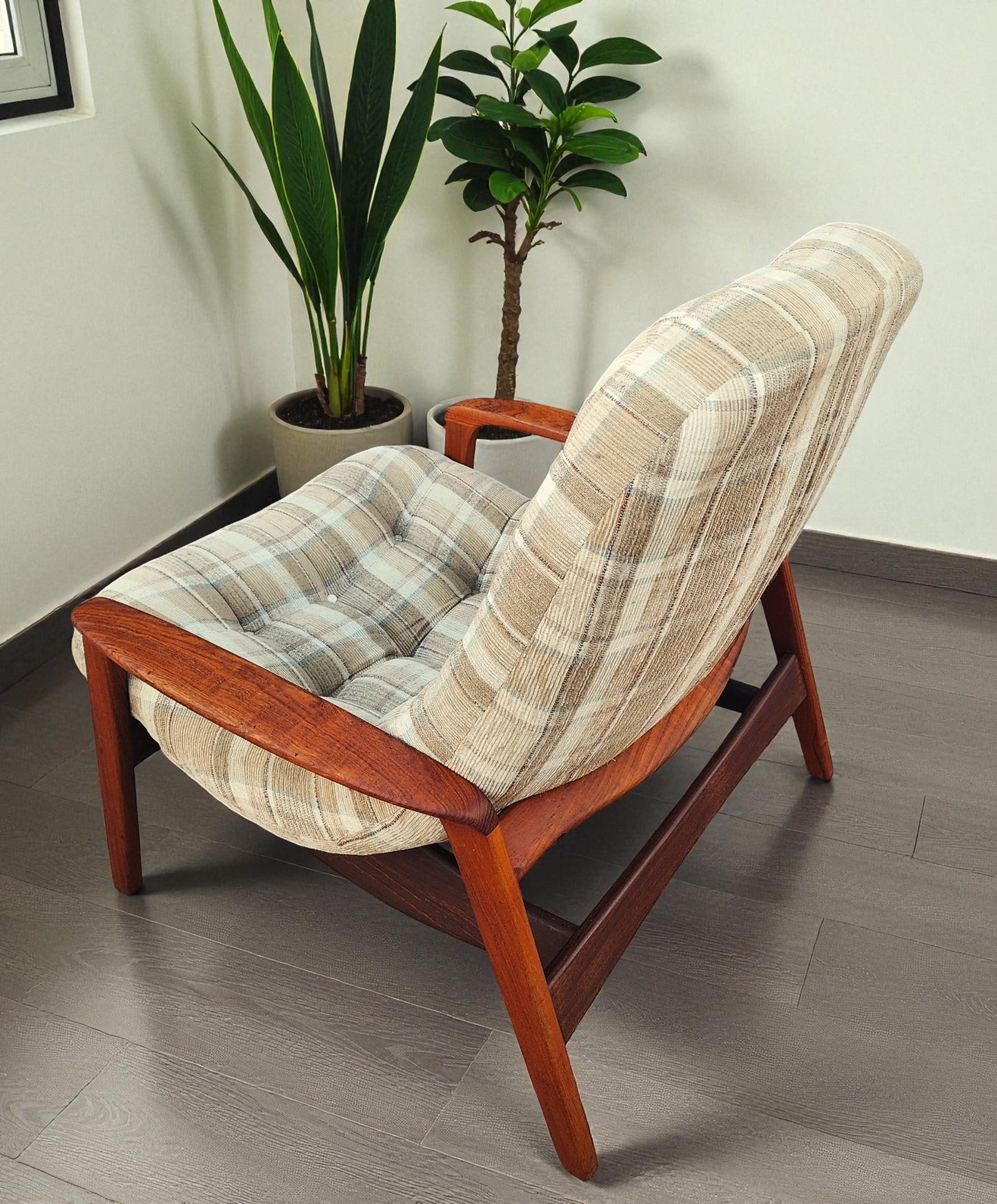 REFINISHED Mid Century Modern Teak Scoop Lounge Chair by R.Huber