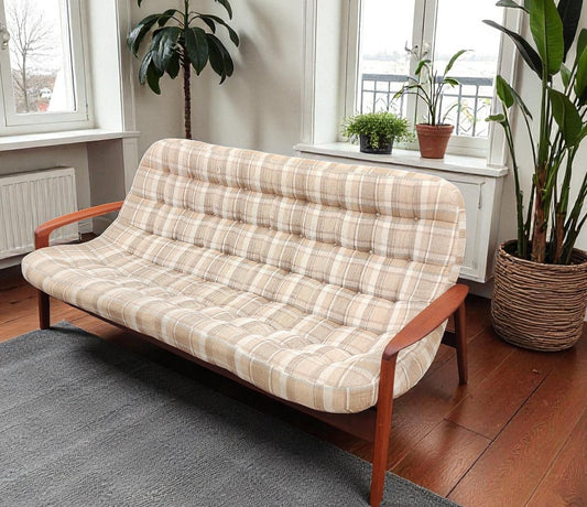 REFINISHED Mid Century Modern R.Huber Teak Scoop Sofa