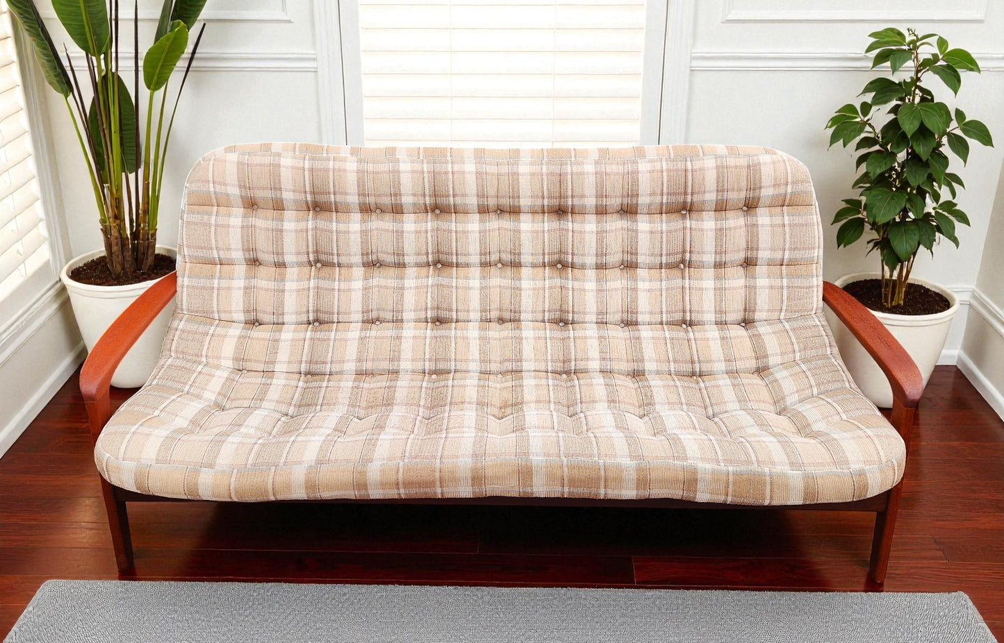 REFINISHED Mid Century Modern R.Huber Teak Scoop Sofa