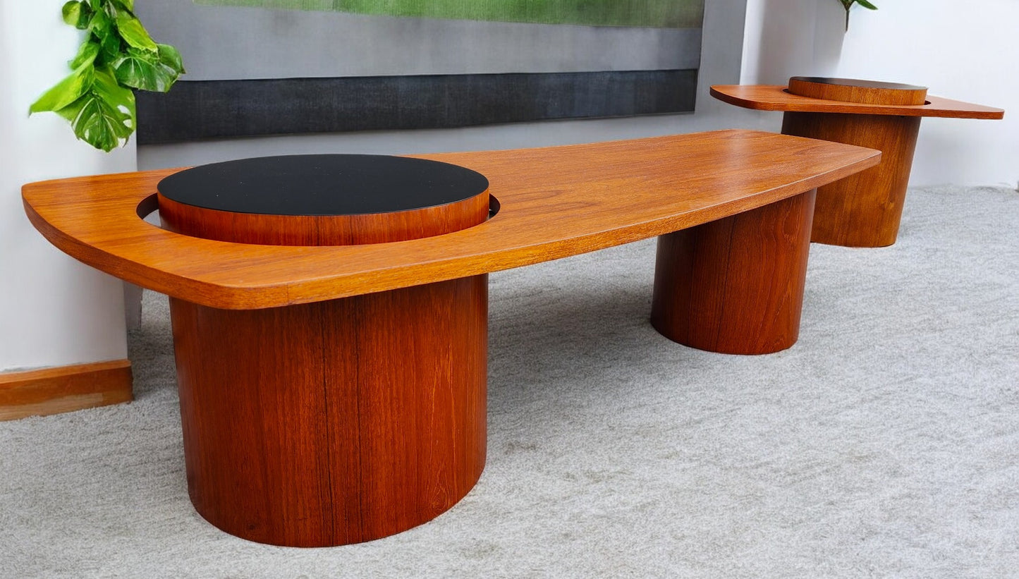 REFINISHED Mid Century Modern Teak Martini Coffee Table by RS Associates