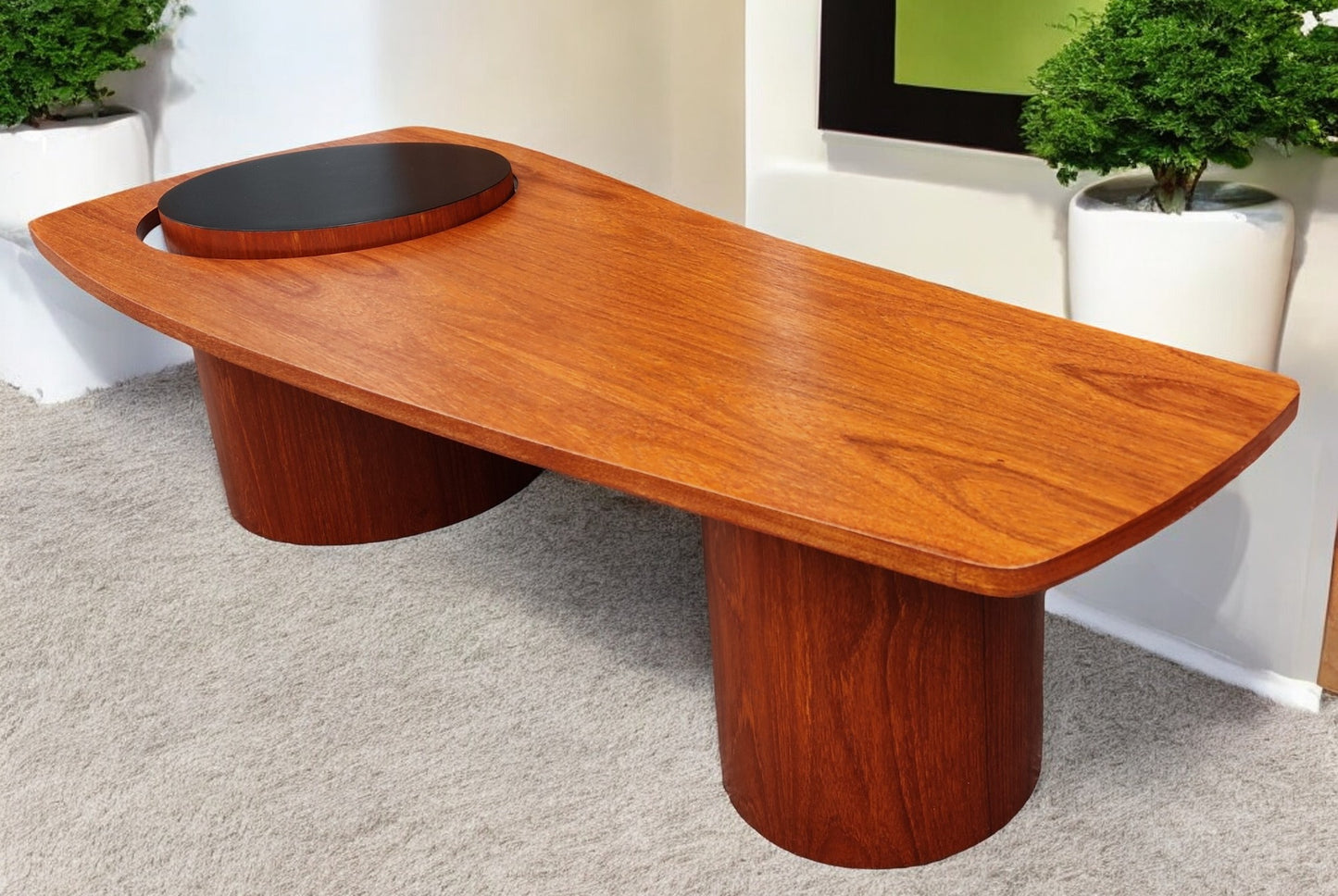 REFINISHED Mid Century Modern Teak Martini Coffee Table by RS Associates