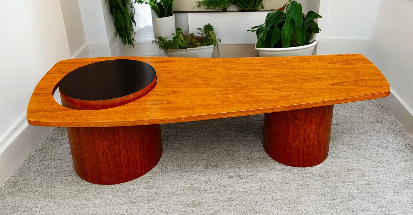 REFINISHED Mid Century Modern Teak Martini Coffee Table by RS Associates