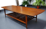 REFINISHED Mid Century Modern RUSPAN Surfboard Coffee Table w Shelf, 60
