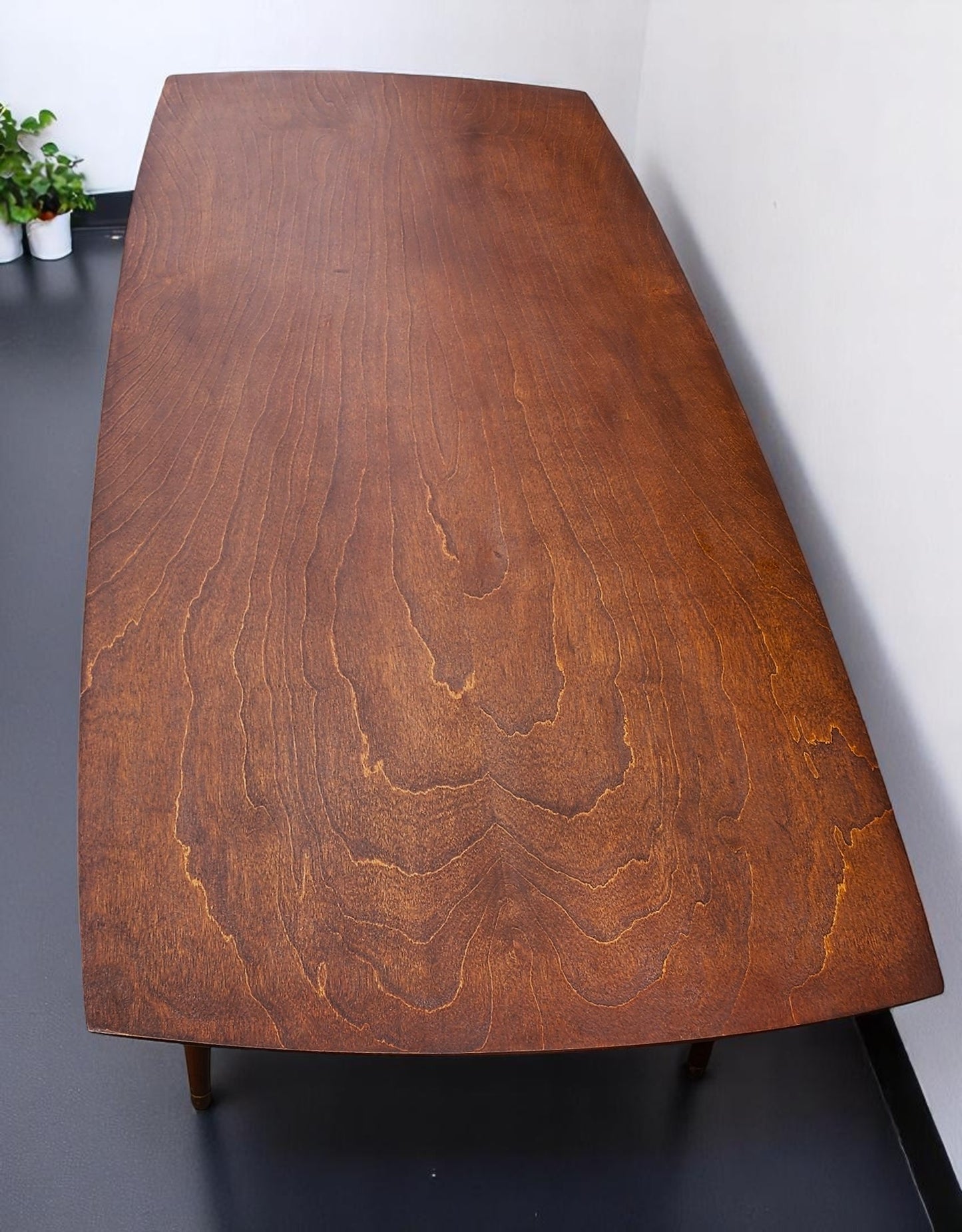 REFINISHED Mid Century Modern RUSPAN Surfboard Coffee Table w Shelf, 60"