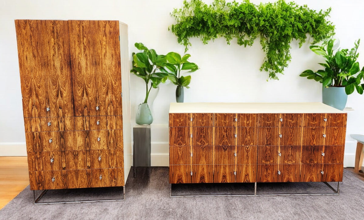 RESTORED Mid Century Modern Rosewood Dresser & Armoire by Roger Rougier