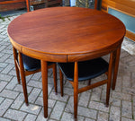 REFINISHED Danish MCM ROUNDETTE Teak Extension Table & 4 Chairs (four-legged) by Hans Olsen 3