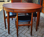 REFINISHED Danish MCM ROUNDETTE Teak Extension Table & 4 Chairs (four-legged) by Hans Olsen 4