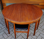 REFINISHED Danish MCM ROUNDETTE Teak Extension Table & 4 Chairs (four-legged) by Hans Olsen 5