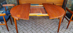 REFINISHED Danish MCM ROUNDETTE Teak Extension Table & 4 Chairs (four-legged) by Hans Olsen 6