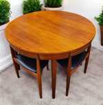 REFINISHED Danish MCM ROUNDETTE Teak Extension Table & 4 Chairs by Hans Olsen 1