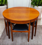 REFINISHED Danish MCM ROUNDETTE Teak Extension Table & 4 Chairs by Hans Olsen 3